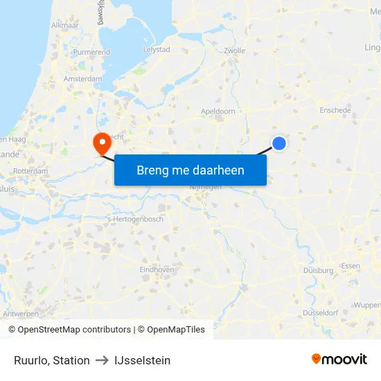 Ruurlo, Station to IJsselstein map