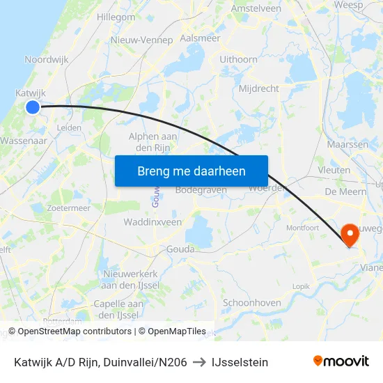 Katwijk A/D Rijn, Duinvallei/N206 to IJsselstein map