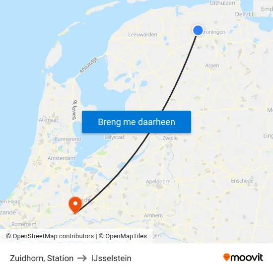 Zuidhorn, Station to IJsselstein map