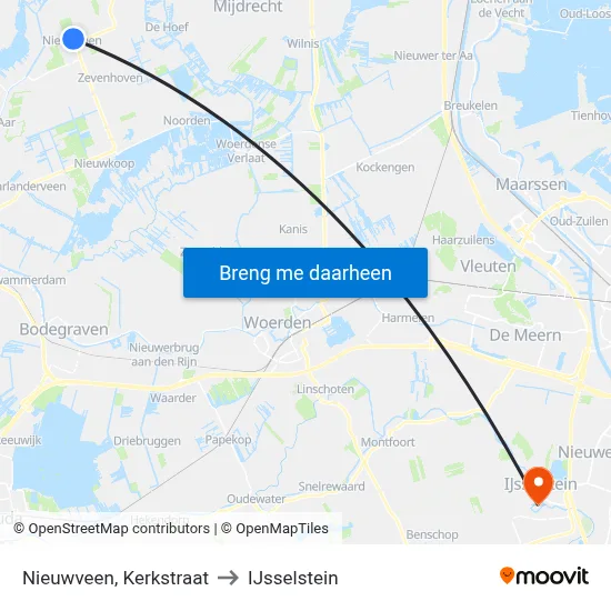 Nieuwveen, Kerkstraat to IJsselstein map