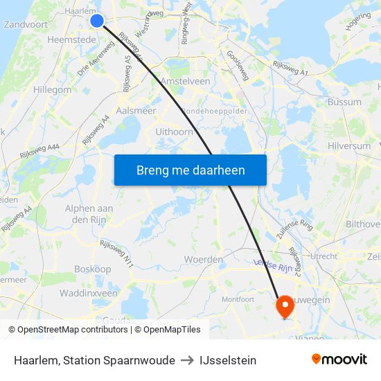 Haarlem, Station Spaarnwoude to IJsselstein map