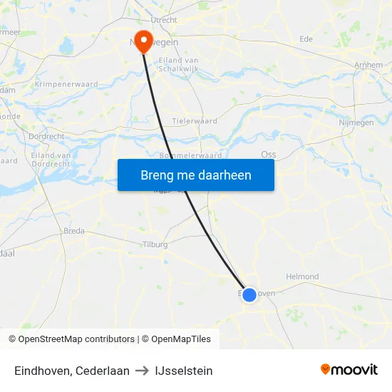 Eindhoven, Cederlaan to IJsselstein map