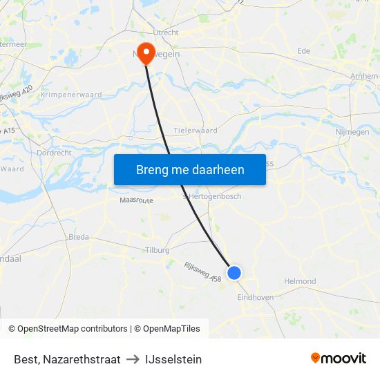 Best, Nazarethstraat to IJsselstein map