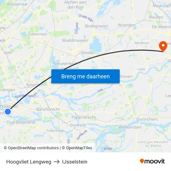 Hoogvliet Lengweg to IJsselstein map