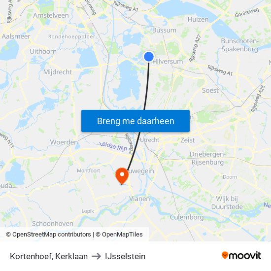 Kortenhoef, Kerklaan to IJsselstein map