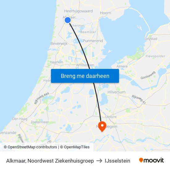 Alkmaar, Noordwest Ziekenhuisgroep to IJsselstein map