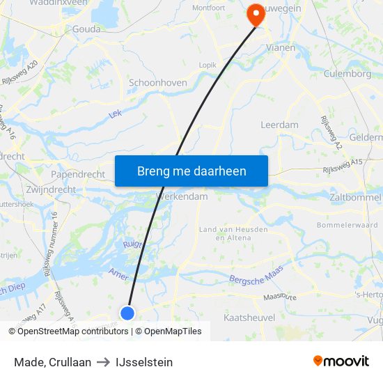 Made, Crullaan to IJsselstein map