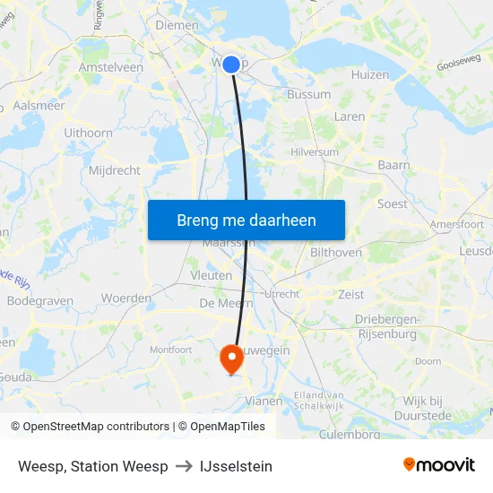Weesp, Station Weesp to IJsselstein map