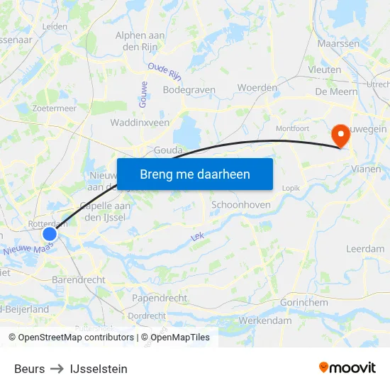 Beurs to IJsselstein map