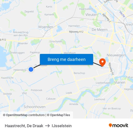 Haastrecht, De Draak to IJsselstein map