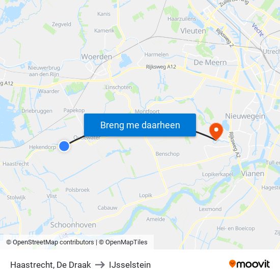 Haastrecht, De Draak to IJsselstein map