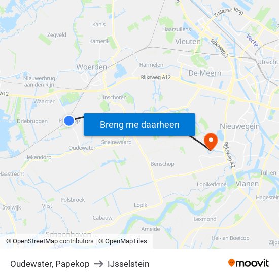Oudewater, Papekop to IJsselstein map