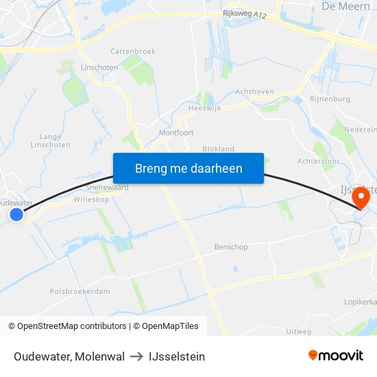 Oudewater, Molenwal to IJsselstein map
