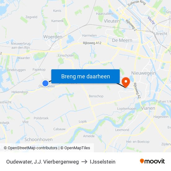 Oudewater, J.J. Vierbergenweg to IJsselstein map