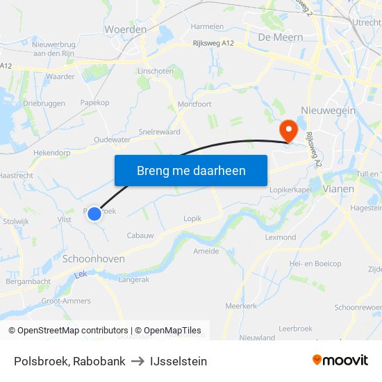 Polsbroek, Rabobank to IJsselstein map