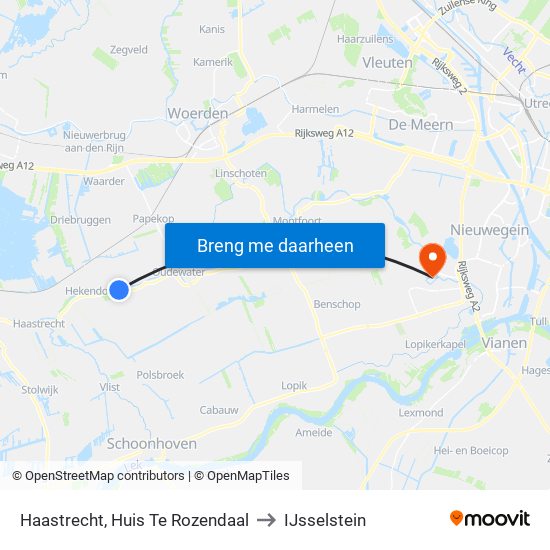 Haastrecht, Huis Te Rozendaal to IJsselstein map