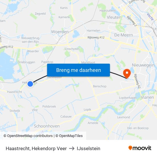 Haastrecht, Hekendorp Veer to IJsselstein map