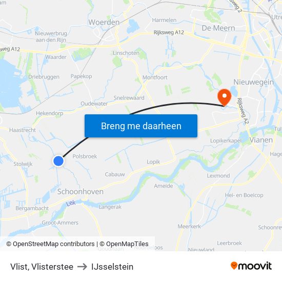 Vlist, Vlisterstee to IJsselstein map