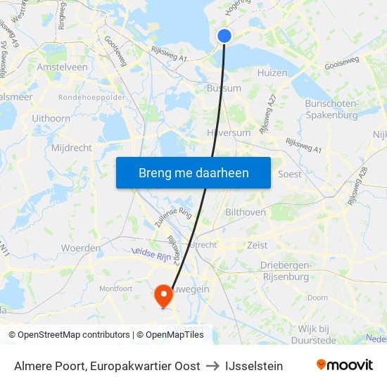 Almere Poort, Europakwartier Oost to IJsselstein map