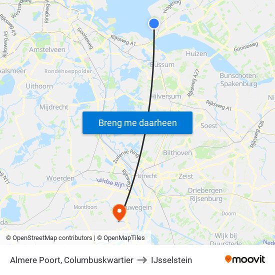 Almere Poort, Columbuskwartier to IJsselstein map