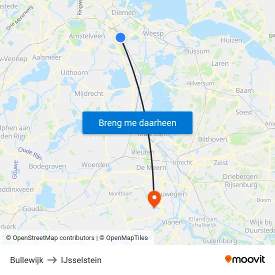 Bullewijk to IJsselstein map