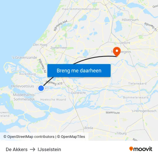 De Akkers to IJsselstein map