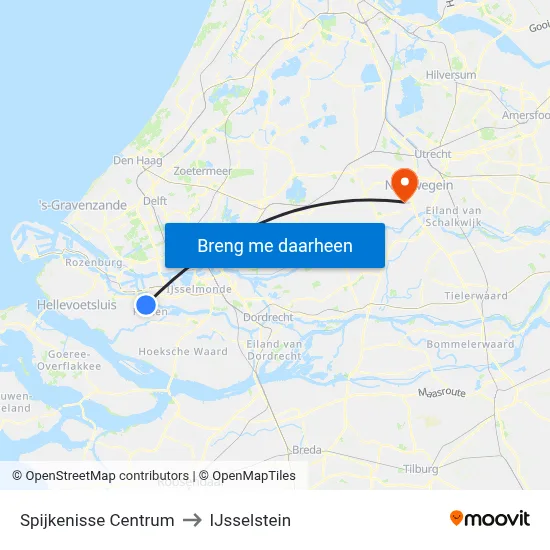Spijkenisse Centrum to IJsselstein map
