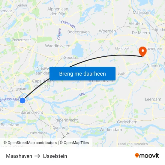 Maashaven to IJsselstein map