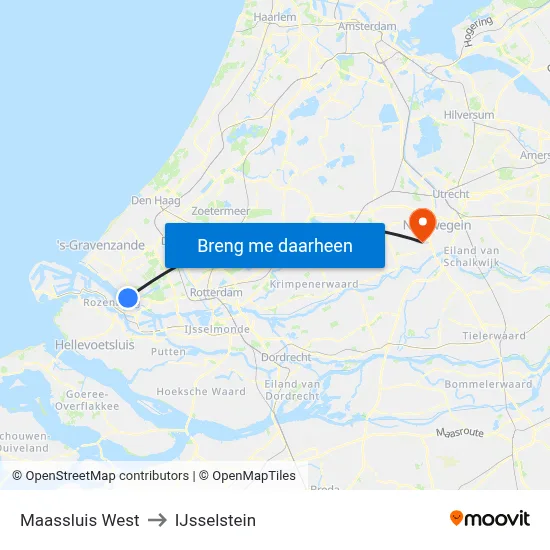Maassluis West to IJsselstein map
