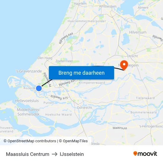 Maassluis Centrum to IJsselstein map