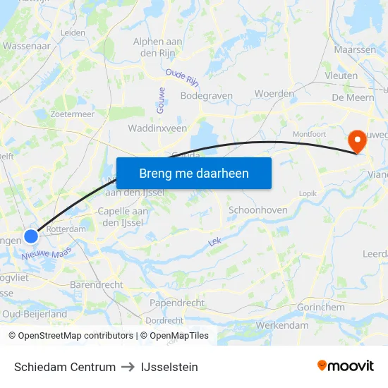 Schiedam Centrum to IJsselstein map