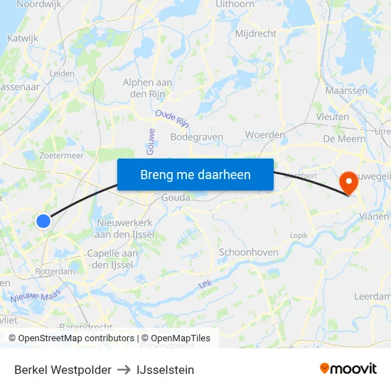 Berkel Westpolder to IJsselstein map