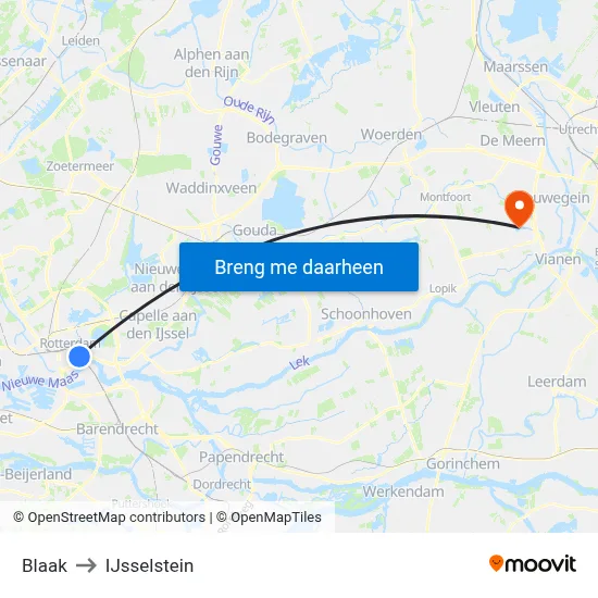 Blaak to IJsselstein map