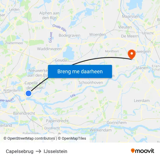 Capelsebrug to IJsselstein map