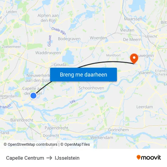 Capelle Centrum to IJsselstein map