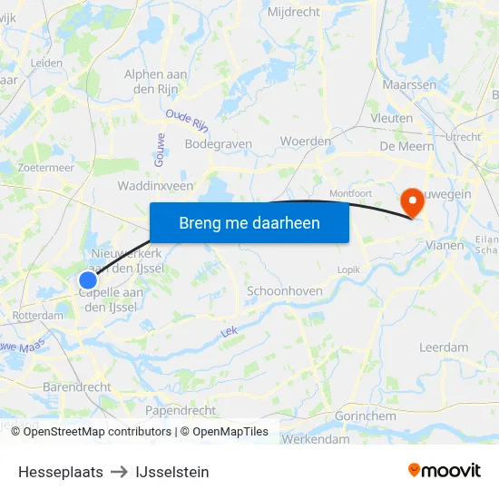 Hesseplaats to IJsselstein map