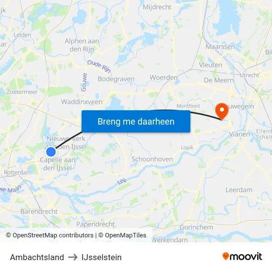 Ambachtsland to IJsselstein map