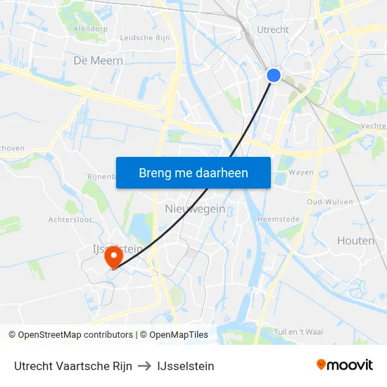 Utrecht Vaartsche Rijn to IJsselstein map