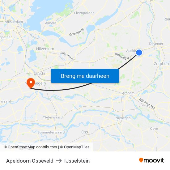 Apeldoorn Osseveld to IJsselstein map