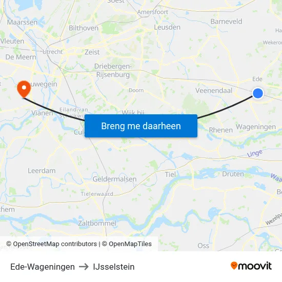 Ede-Wageningen to IJsselstein map