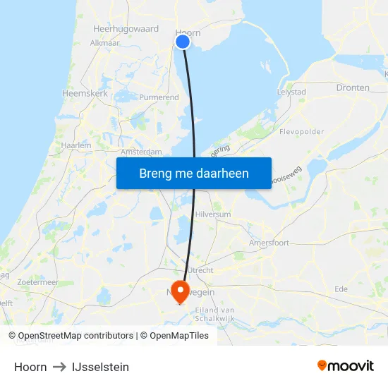 Hoorn to IJsselstein map