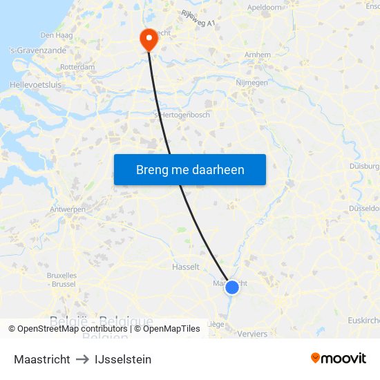 Maastricht to IJsselstein map