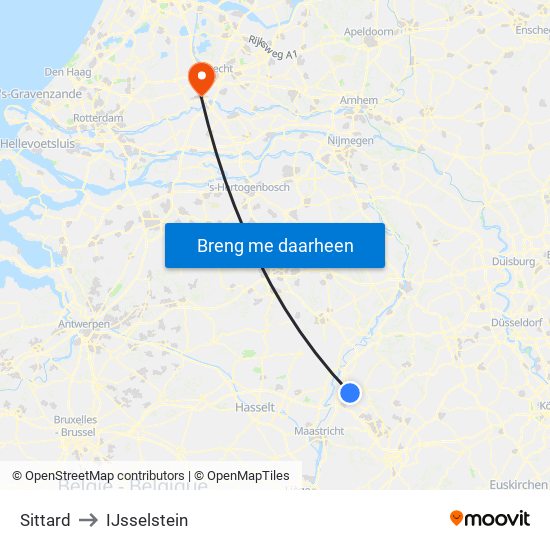 Sittard to IJsselstein map