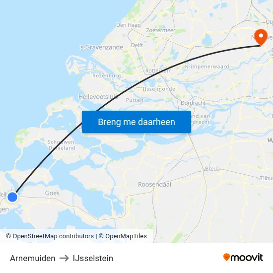 Arnemuiden to IJsselstein map