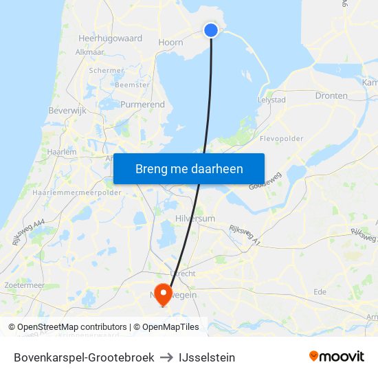 Bovenkarspel-Grootebroek to IJsselstein map