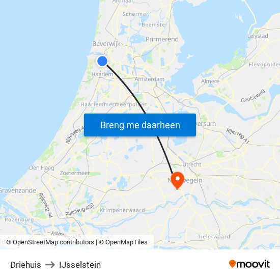 Driehuis to IJsselstein map