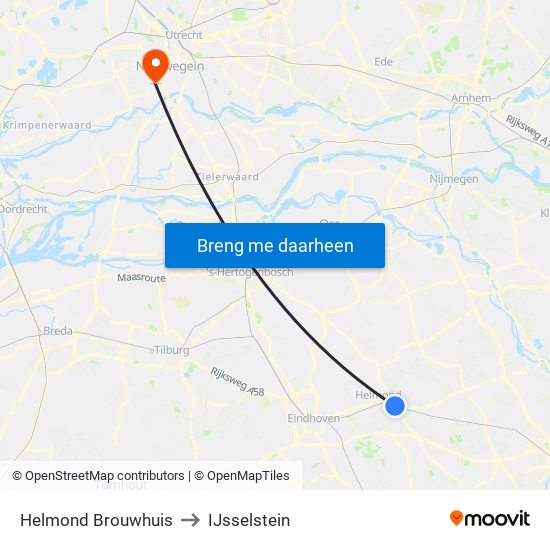 Helmond Brouwhuis to IJsselstein map