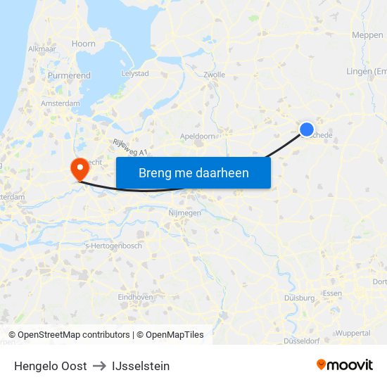 Hengelo Oost to IJsselstein map