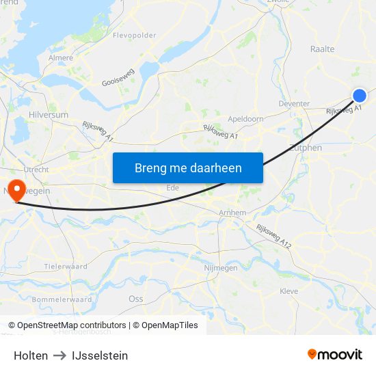 Holten to IJsselstein map