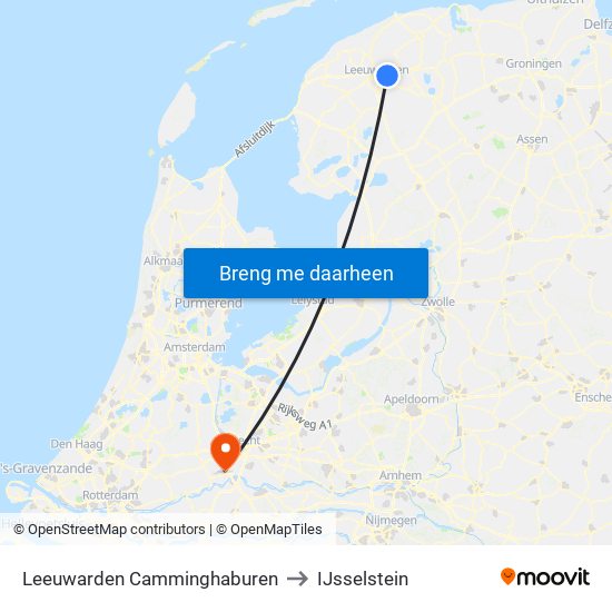 Leeuwarden Camminghaburen to IJsselstein map